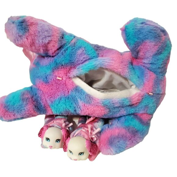 Puppy Surprise Dog + 2 Puppies Plush Stuffed Animal Pink Blue Purple Fur Glitter - Picture 5 of 16